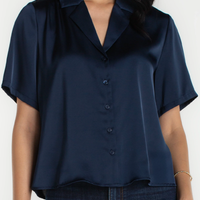 Short Sleeve Camp Collar Woven Blouse