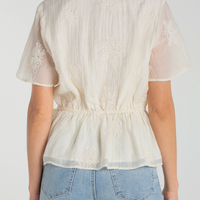 Liverpool SS Wrap Front Woven Top with Tie