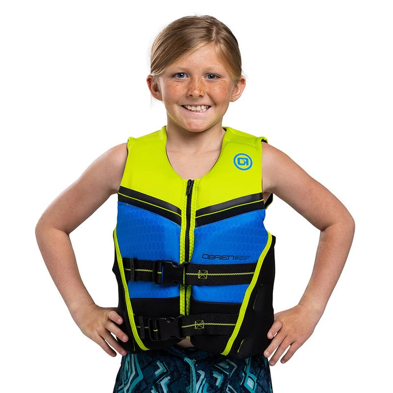 O'brien Youth Small Neoprene Life Jacket CCGA Blue/Lime 2025