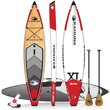 Kahuna Epic Comp Xl Canada Bamboo 12' 6" Touring Sup Package W/ Paddle, Bag and Leash