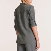 Tab Sleeve Button Front Shirt