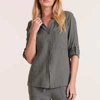 Tab Sleeve Button Front Shirt