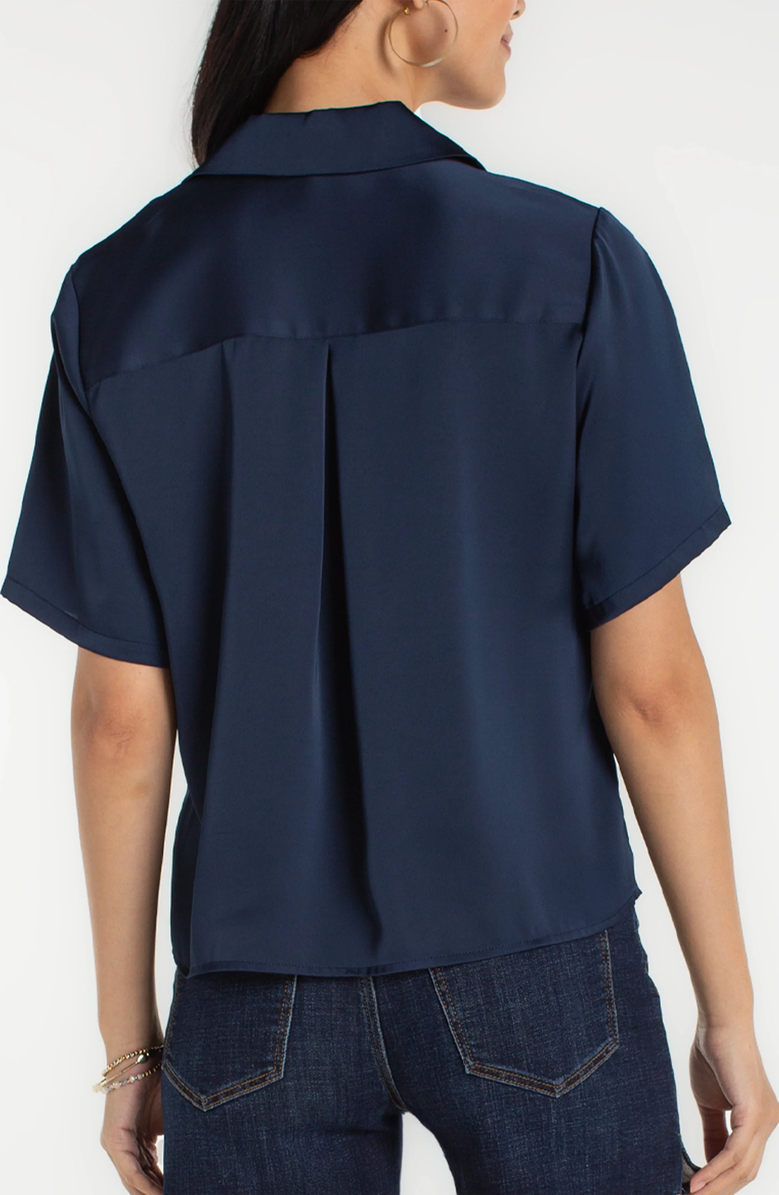 Short Sleeve Camp Collar Woven Blouse