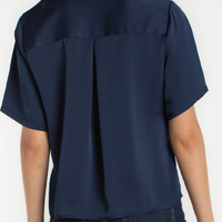 Short Sleeve Camp Collar Woven Blouse