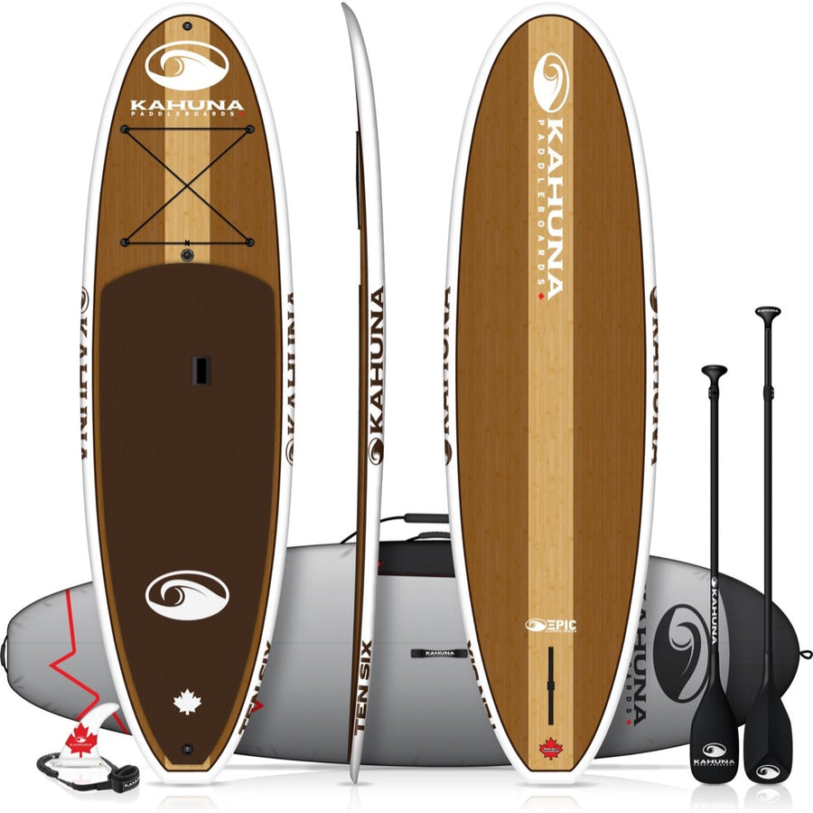 Kahuna 10’6″ Epic Classic Woody Sup Package W/Bag, Leash, and Carbon Paddle Incl. 2023